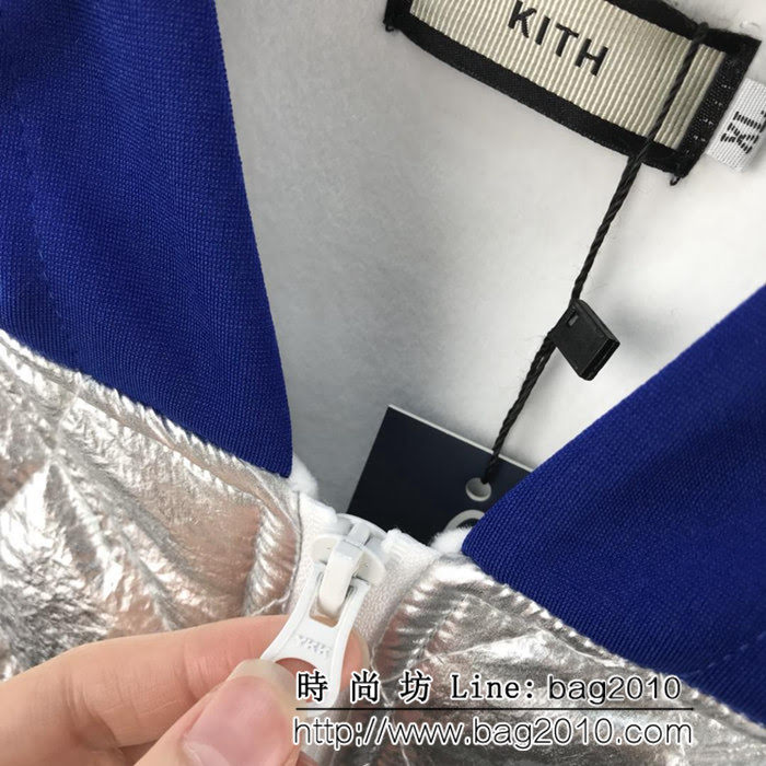ChamPion X KITH最新聯名款 銀色菱形格紋 中長款 棉服外套 OS寬鬆版 男女同款 ydi1649